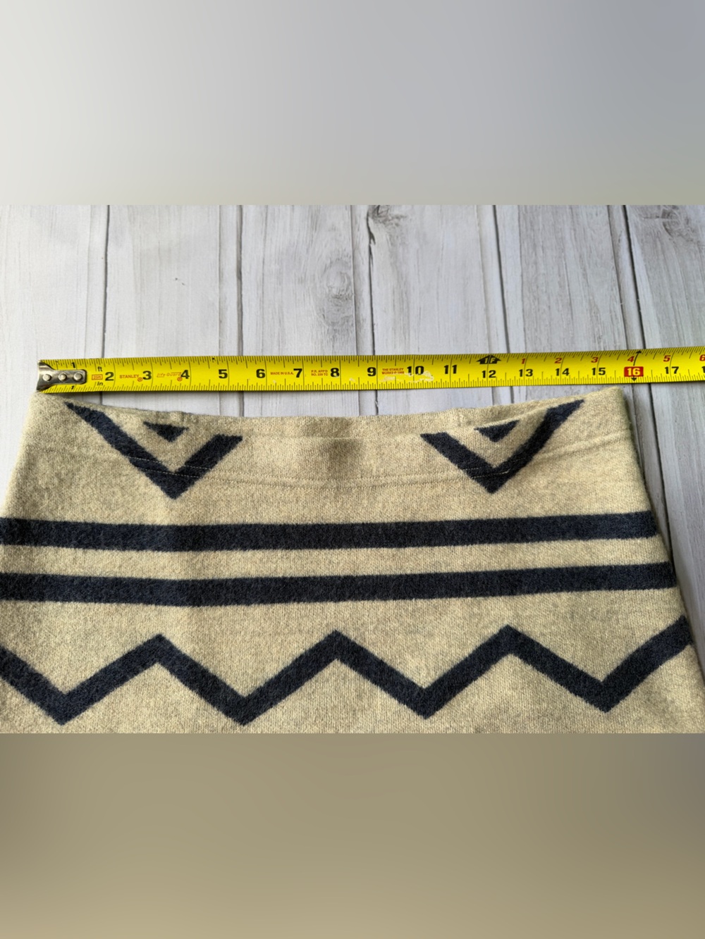 Toad & Co oatmeal & blue boiled merino wool diamond sweater skirt. Size medium - Picture 9 of 11